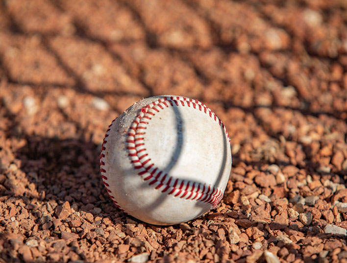 Baseball on the ground