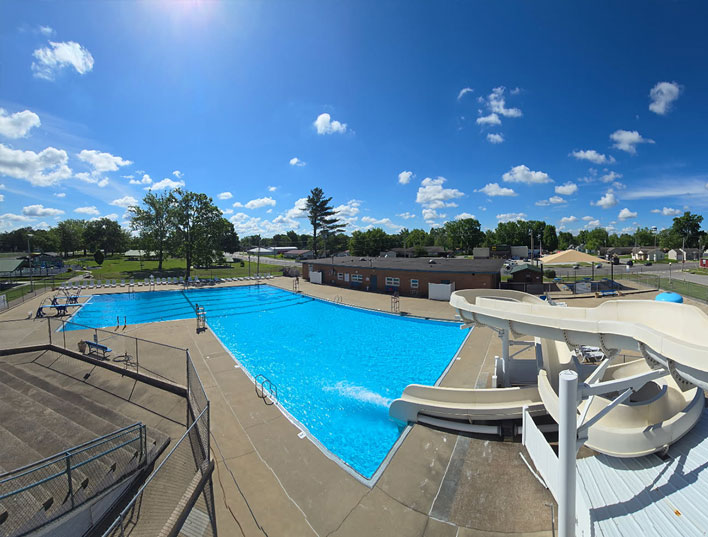 Marion Park District Aquatic Center view from top of slide