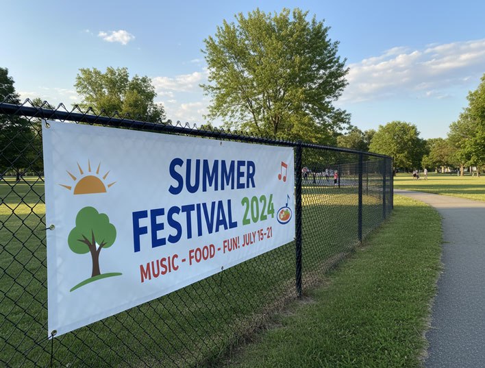 A banner showing a 2024 Summer Festival - something one might find in Marion Park Events