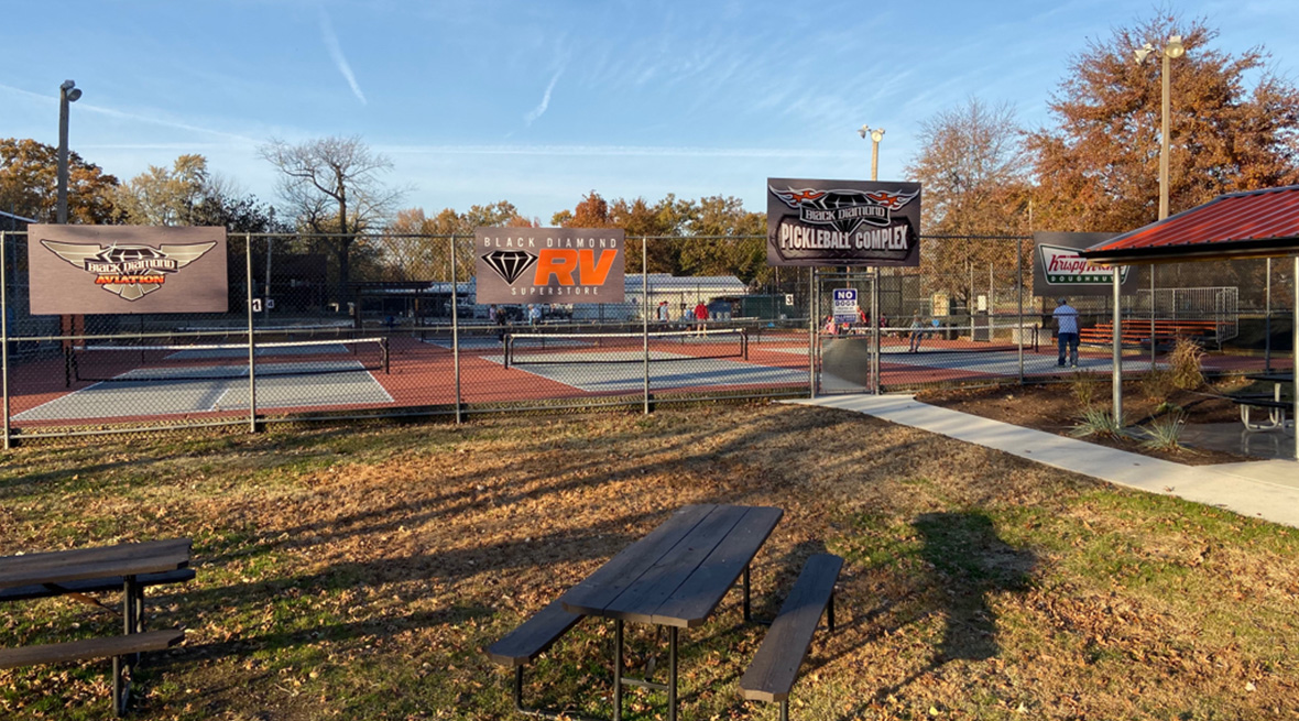 Black diamond pickleball court