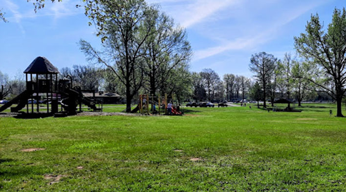 Pyramid Park Play set, swings, and field