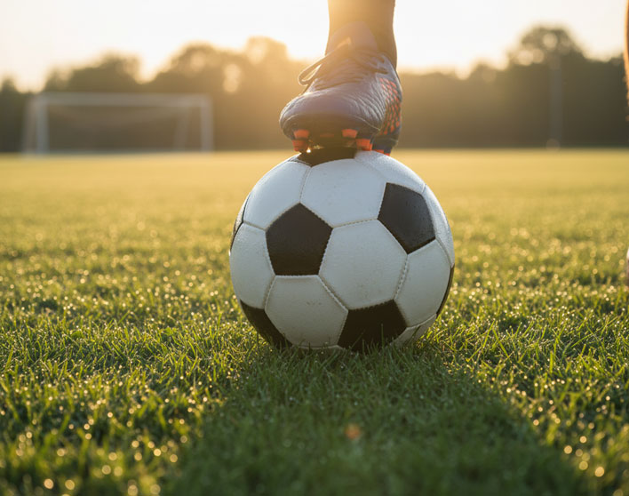 Person with soccer ball under their foot