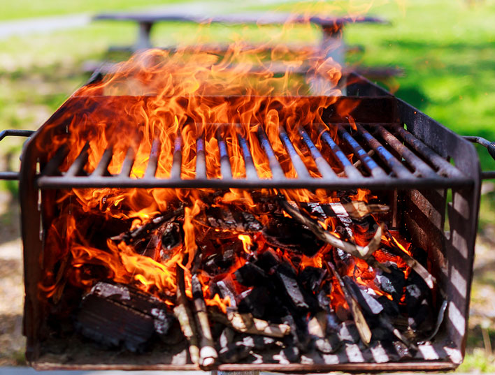 Charcoal grill at park