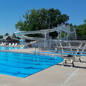 Aquatic Center Diving board, slide and pool
