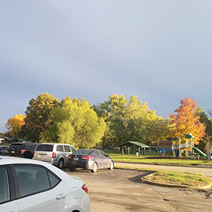 Harrison Bruce Park Play set and parking lot